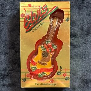 American Greetings Elvis Guitar Ornament - Gold and Red